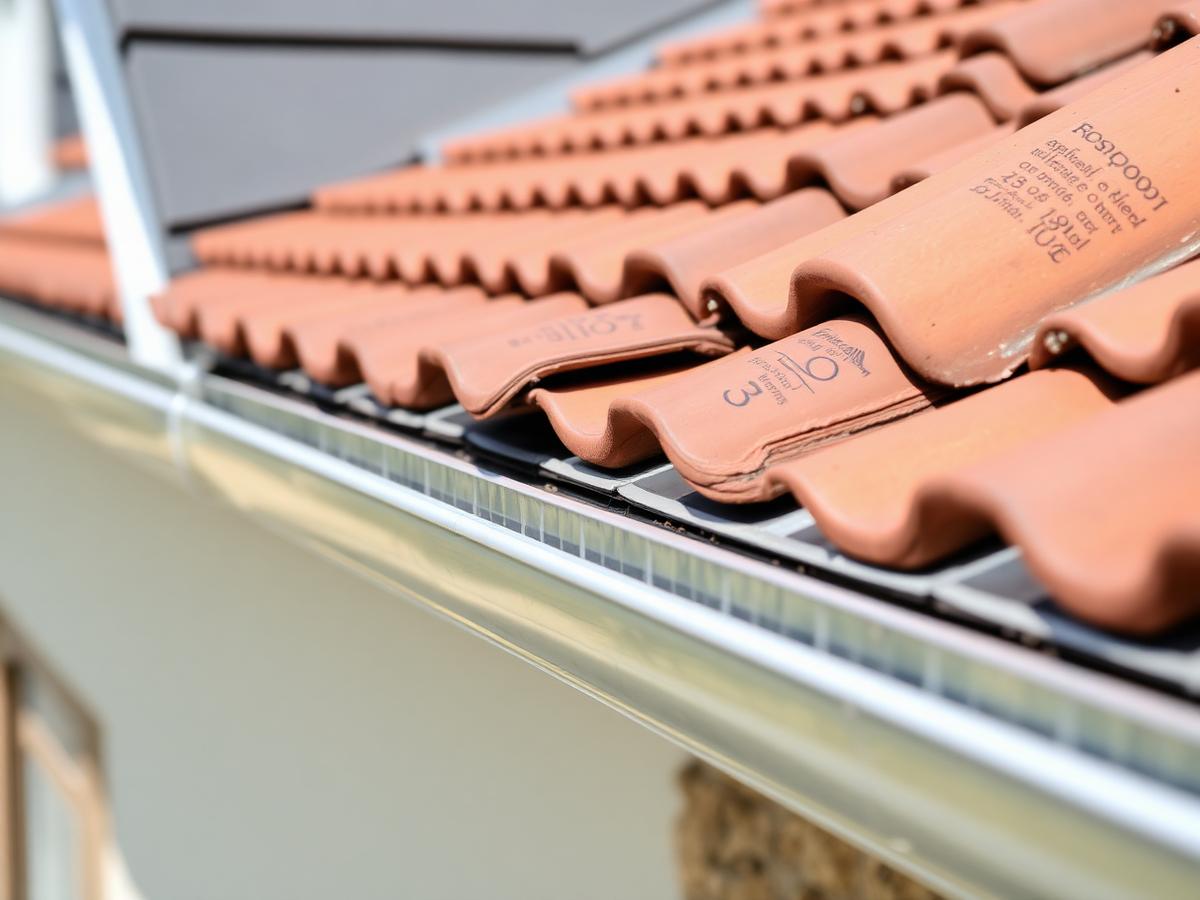 Gouttière en zinc et tuiles neuves sur une maison rénovée